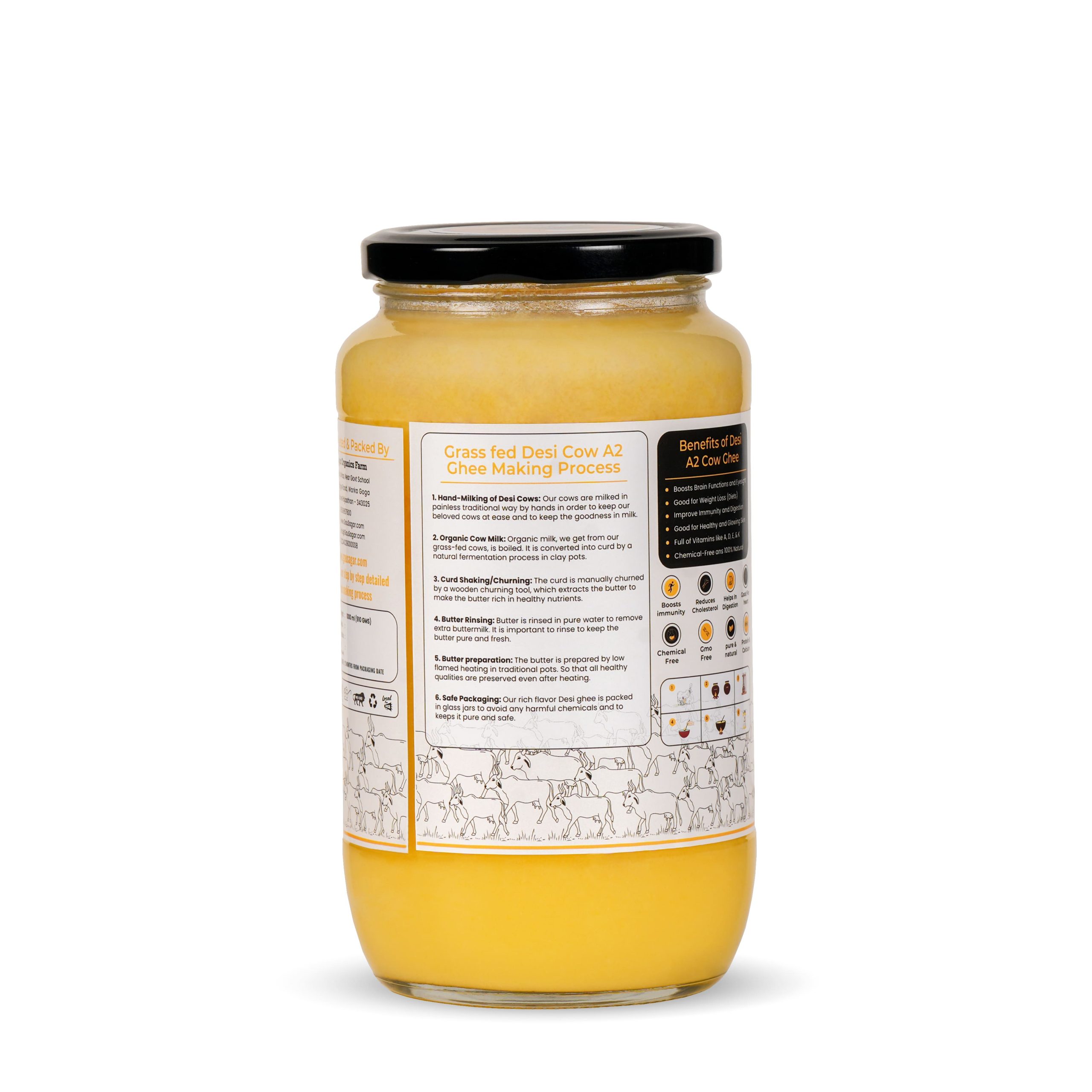 GauSagar A2 Desi Kankrej Cow Bilona Ghee 1000ML + 1000ML Glass Jar - Image 4